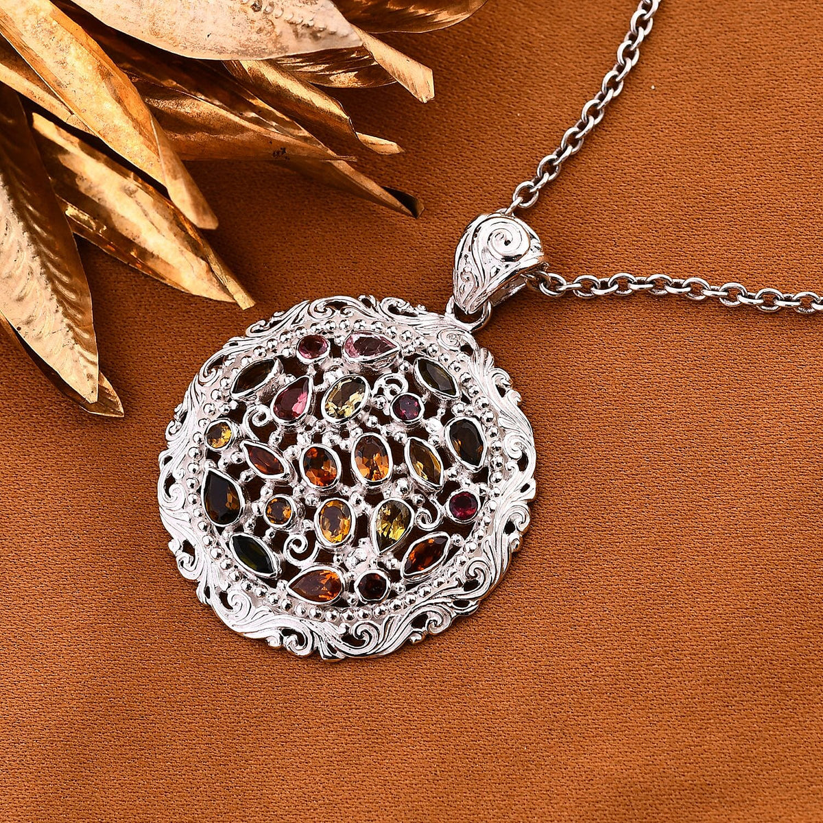 Royal Bali Collection Multi-Tourmaline Pendant in Sterling Silver 3.28 Ct 7656284 4