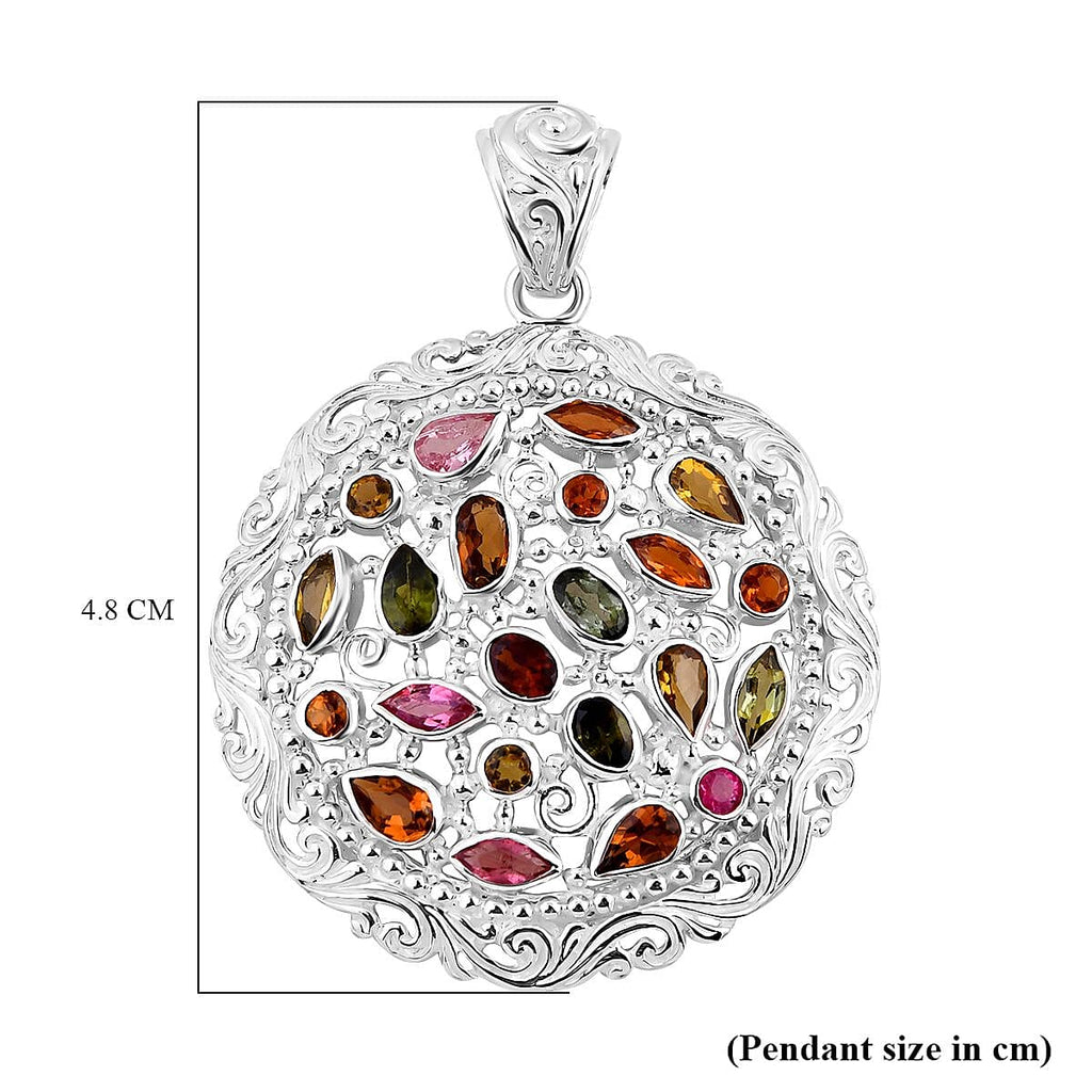 Royal Bali Collection Multi-Tourmaline Pendant in Sterling Silver 3.28 Ct
