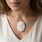 Royal Bali Collection - Ox Bone Carving Cut Goddess Pendant in Sterling Silver 37.85 Ct.