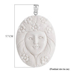 Royal Bali Collection - Ox Bone Carving Cut Goddess Pendant in Sterling Silver 37.85 Ct.