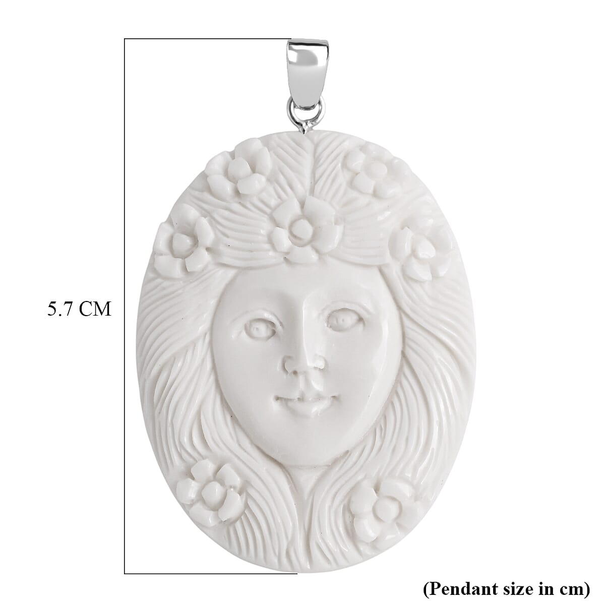 Royal Bali Collection - Ox Bone Carving Cut Goddess Pendant in Sterling Silver 37.85 Ct. V32516756 6