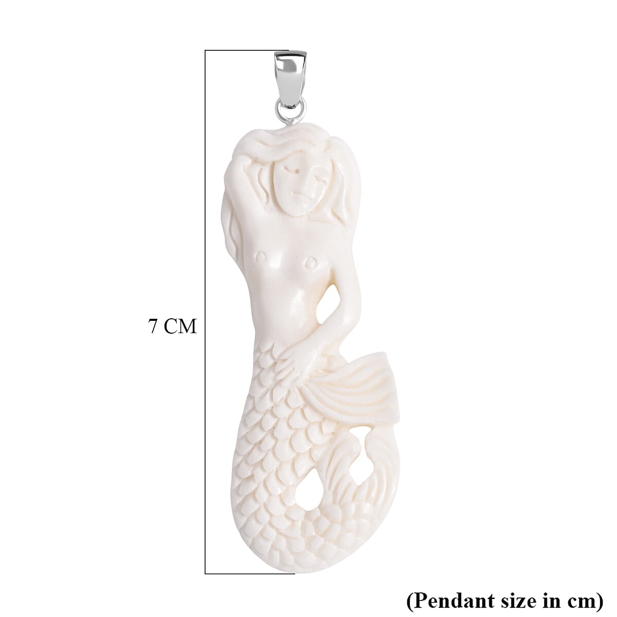 Royal Bali Collection - Ox Bone Carving Cut Mermaid Pendant in  Sterling Silver 23.44 Ct. V32490059 6