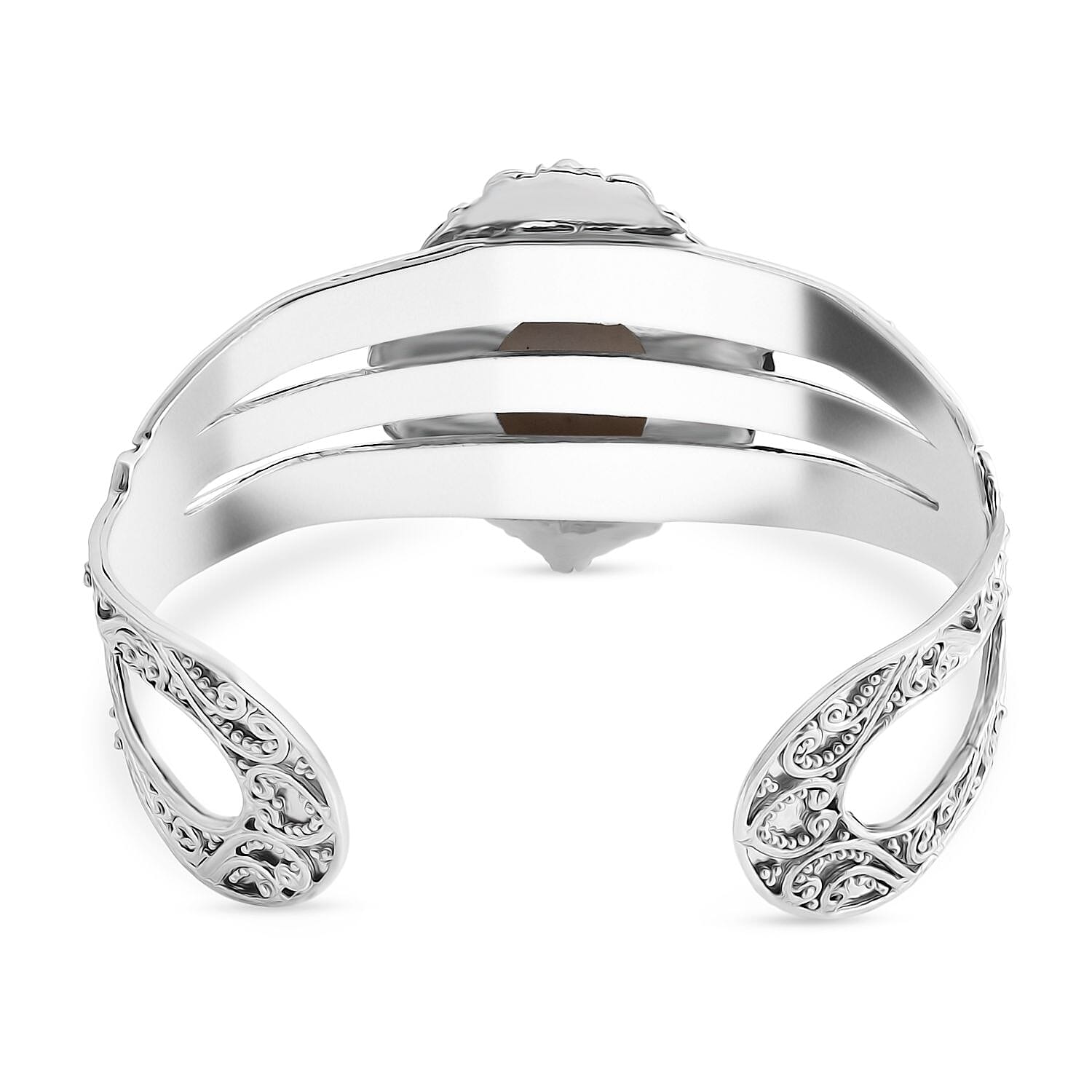 Ox Bone &amp; Ruby Cuff Bangle in Sterling Silver 2.21 Ct, Silver Wt. 41.65 Gms. 8237088 5