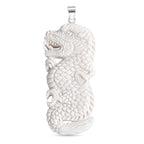 Royal Bali Collection - Ox Bone Sterling Silver Carving Dragon Pendant 49.23 Ct.