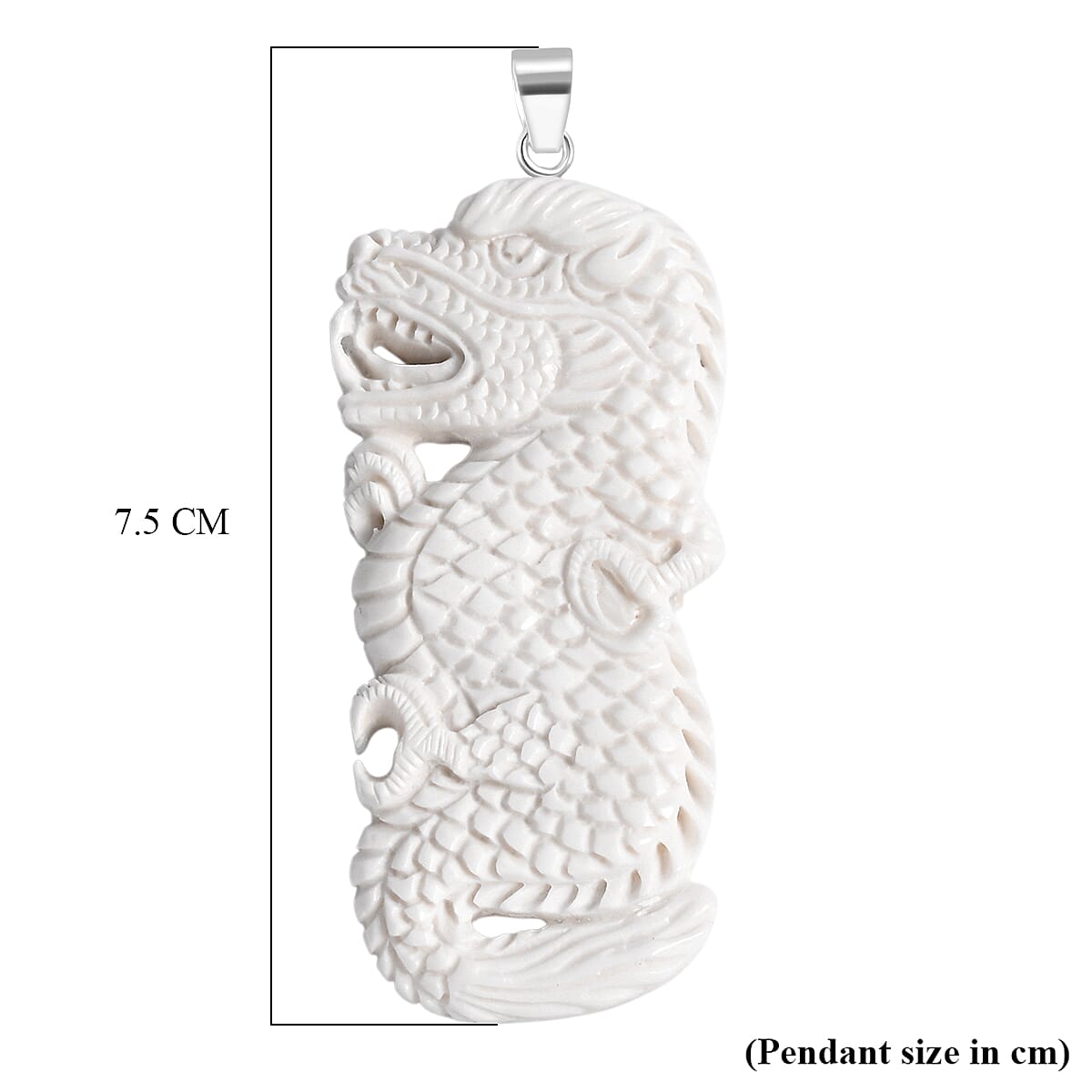 Royal Bali Collection - Ox Bone Sterling Silver Carving Dragon Pendant 49.23 Ct. V32492362 6