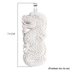 Royal Bali Collection - Ox Bone Sterling Silver Carving Dragon Pendant 49.23 Ct.