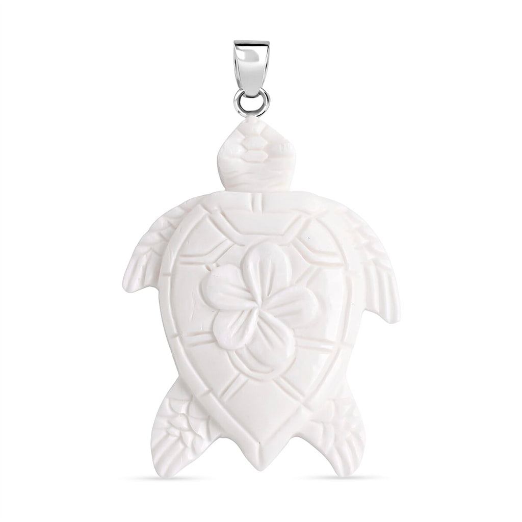 Royal Bali Collection - Ox Bone Sterling Silver Turtle Pendant 25.00 Ct.
