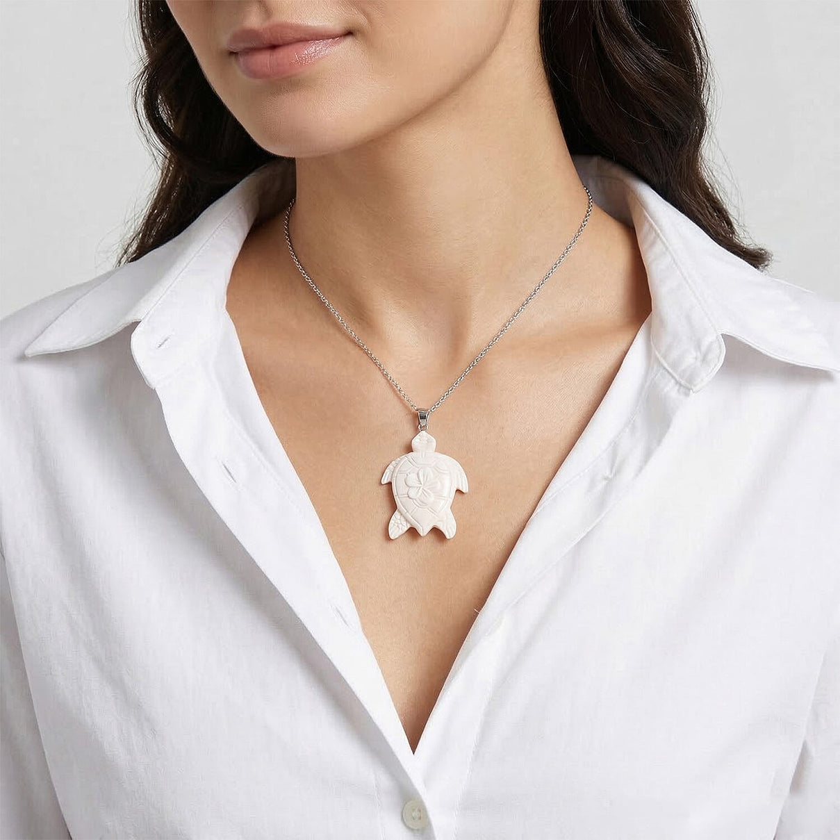 Royal Bali Collection - Ox Bone Sterling Silver Turtle Pendant 25.00 Ct. 8513255 3