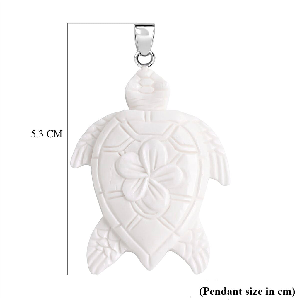 Royal Bali Collection - Ox Bone Sterling Silver Turtle Pendant 25.00 Ct.