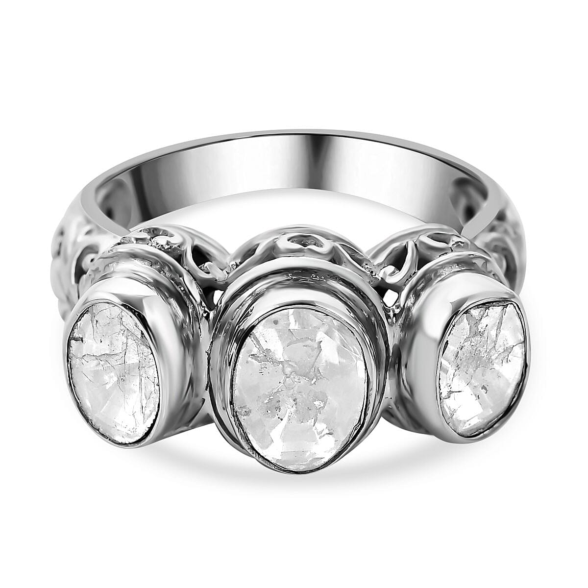 Royal Bali Collection- POLKI Diamond Ring in Sterling Silver 1.65 Ct, Silver Wt. 5.50 Gms 6510486 6