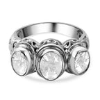 Royal Bali Collection- POLKI Diamond Ring in Sterling Silver 1.65 Ct, Silver Wt. 5.50 Gms