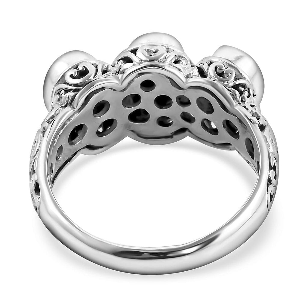 Royal Bali Collection- POLKI Diamond Ring in Sterling Silver 1.65 Ct, Silver Wt. 5.50 Gms