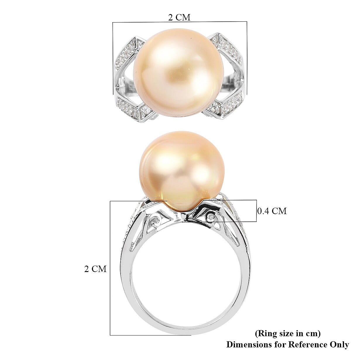 Royal Bali Collection South Sea Pearl and Cambodian Zircon Ring in Platinum Plated Sterling Silver 3772348 5