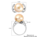 Royal Bali Collection - South Sea Pearl and Natural Cambodian Zircon Ring in Platinum Overlay Sterling Silver