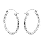 Royal Bali Collection - Sterling Silver Borobudur Hoop Earrings with Clasp