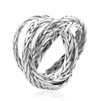 Royal Bali Collection - Sterling Silver Braided Multi Strand Ring, Silver wt 8.70 Gms