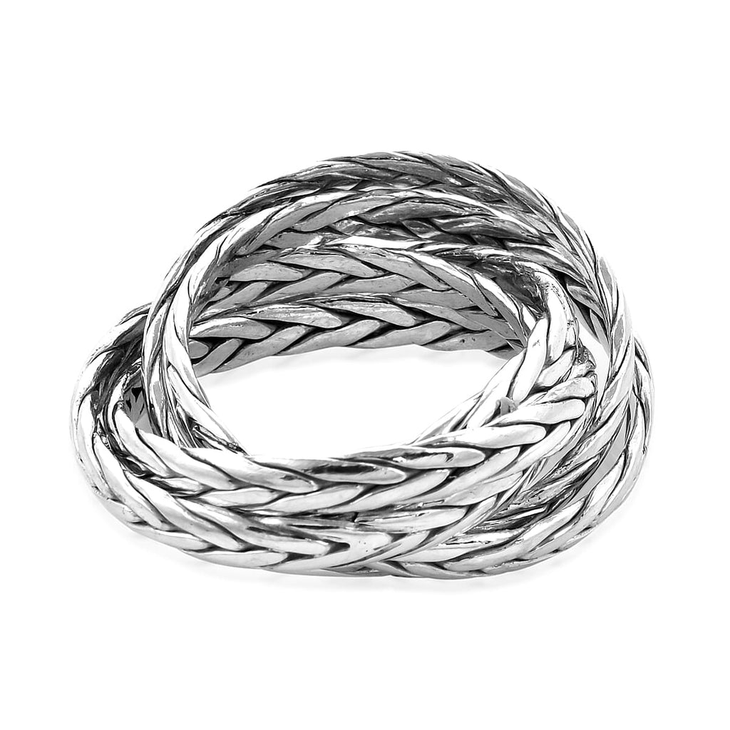 Royal Bali Collection - Sterling Silver Braided Multi Strand Ring, Silver wt 8.70 Gms