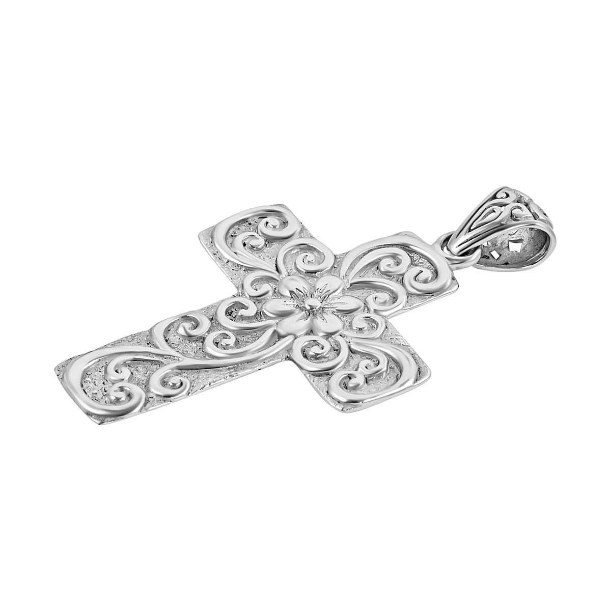Royal Bali Collection - Sterling Silver Floral Cross Pendant 7194399 4