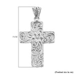 Royal Bali Collection - Sterling Silver Floral Cross Pendant