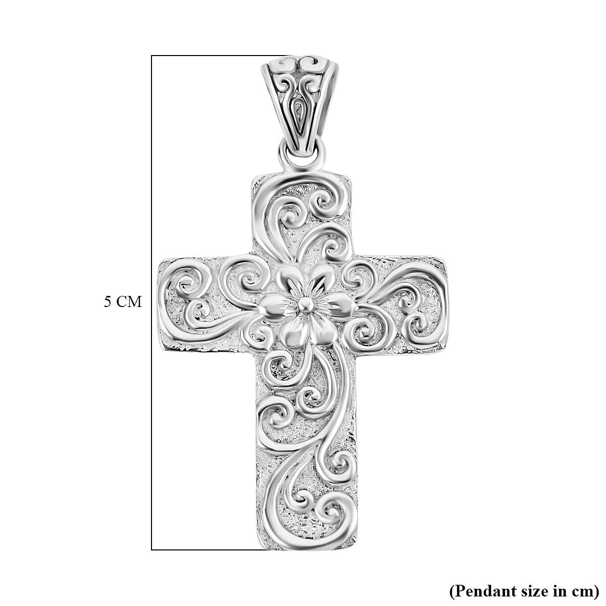 Royal Bali Collection - Sterling Silver Floral Cross Pendant 7194399 6