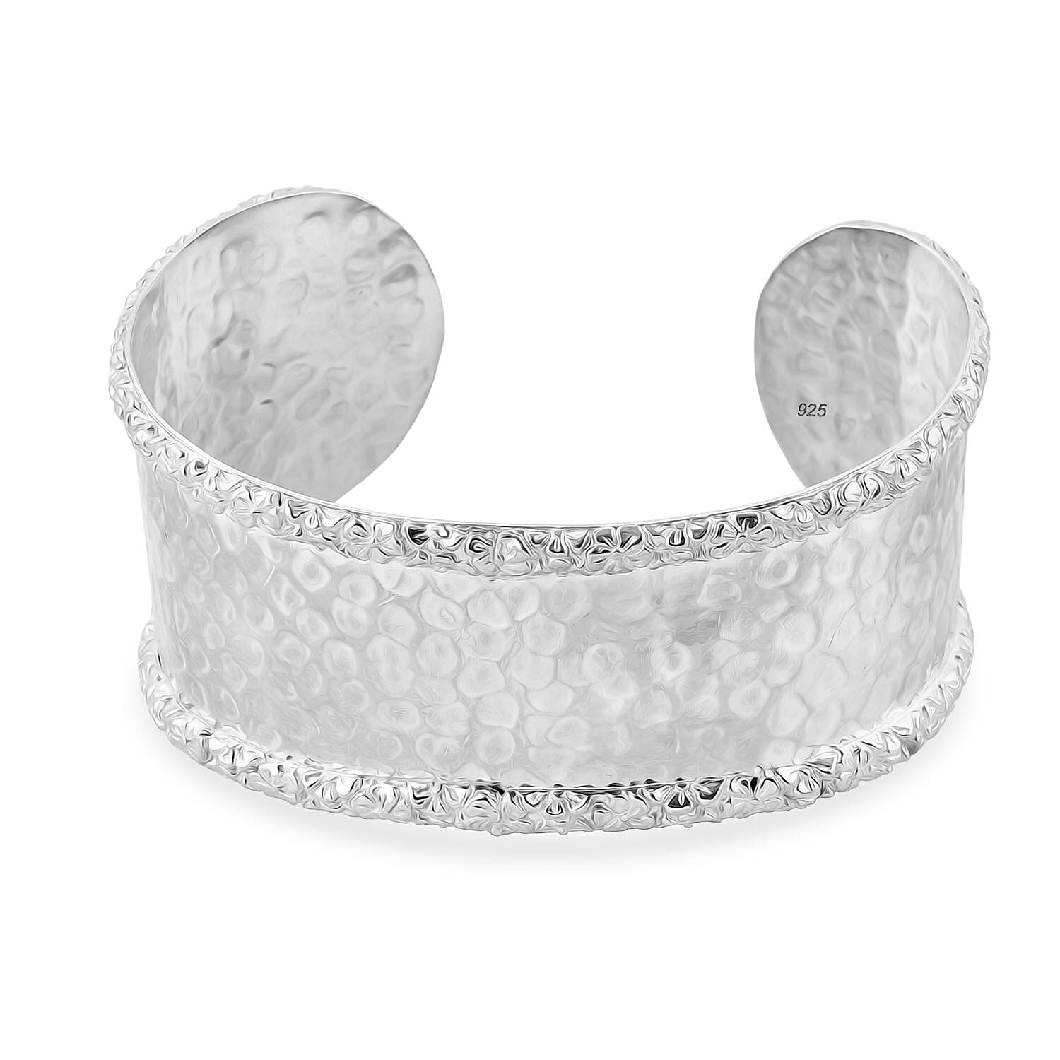Royal Bali Handmade Hammered Sterling Silver Cuff Bangle (Size-7.5), Silver Wt. 31.58 Gms 7750660 0