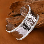 Royal Bali Collection - Handmade Sterling Silver Cuff Bangle (Size-7.5), Silver Wt. 31.58 Gms