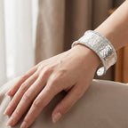 Royal Bali Collection - Handmade Sterling Silver Cuff Bangle (Size-7.5), Silver Wt. 31.58 Gms