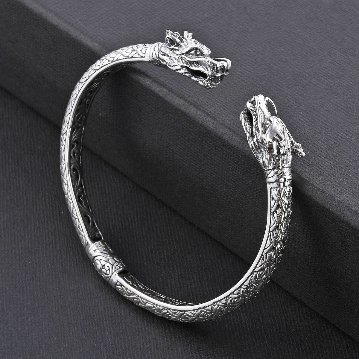 Royal Bali Collection - Sterling Silver Dragon Head Cuff Bangle (Size 7.5), Silver wt 25.00 Gms 3114819 2