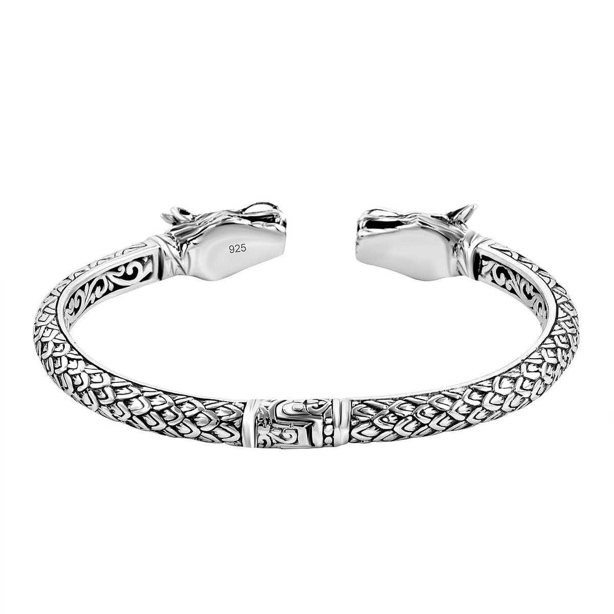 Royal Bali Collection - Sterling Silver Dragon Head Cuff Bangle (Size 7.5), Silver wt 25.00 Gms 3114819 5
