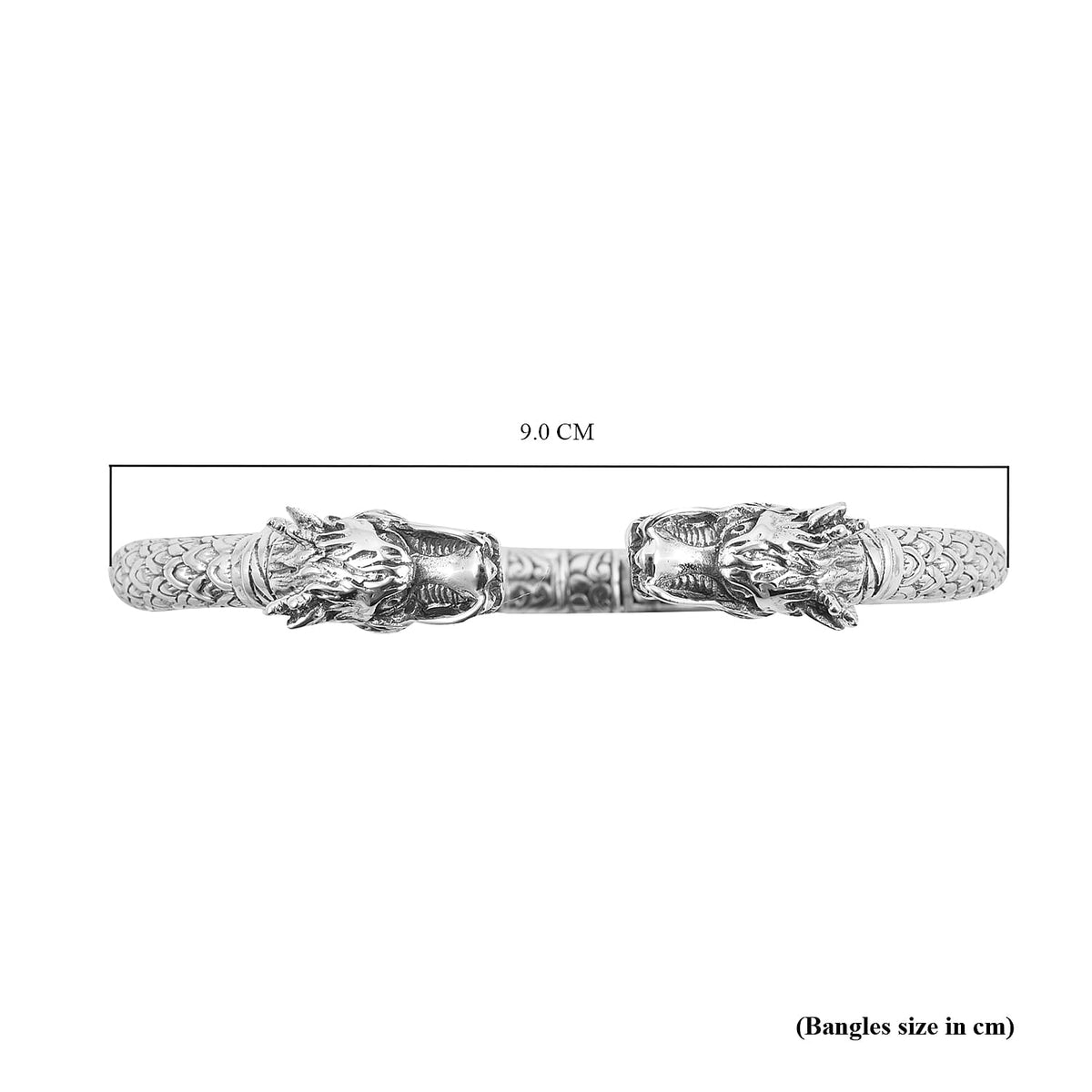 Royal Bali Collection - Sterling Silver Dragon Head Cuff Bangle (Size 7.5), Silver wt 25.00 Gms 3114819 7