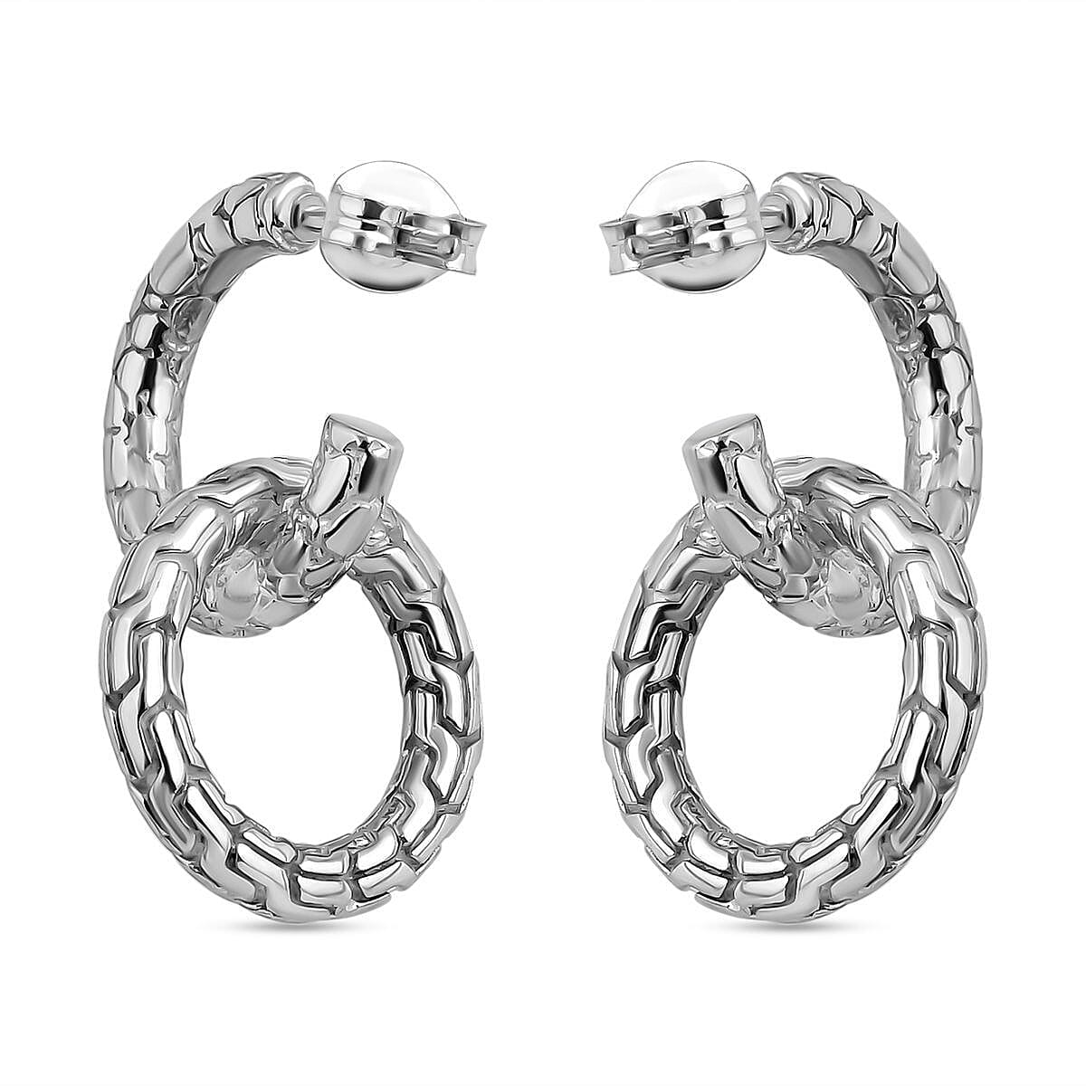 Royal Bali Collection- Sterling Silver Dragon Skin Earrings, Silver Wt. 7.55 Gms 7621001 11
