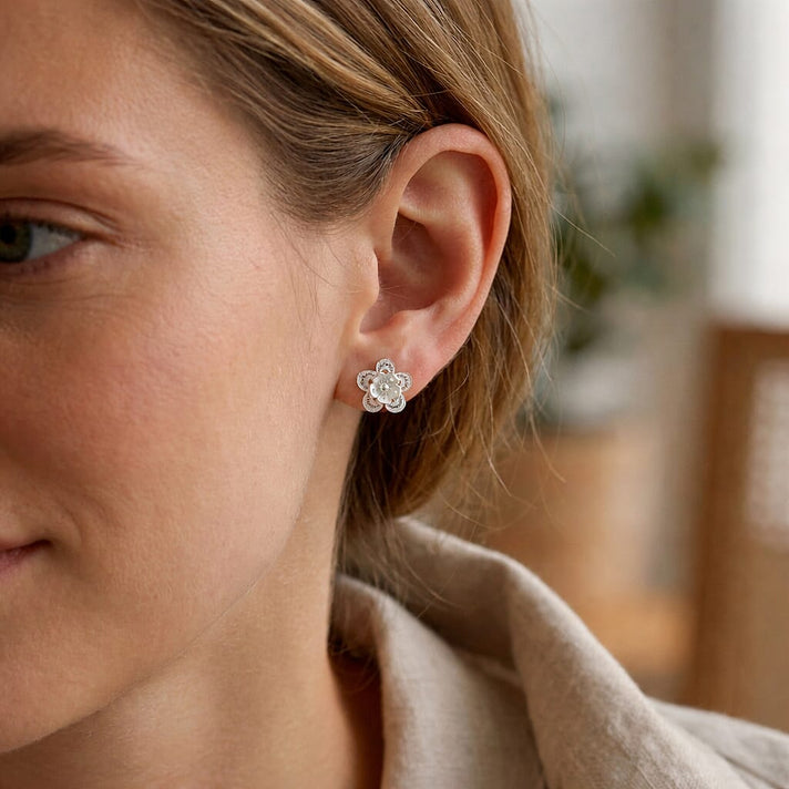Royal Bali Collection - Sterling Silver Floral Stud Push Back Earring 8514572 2