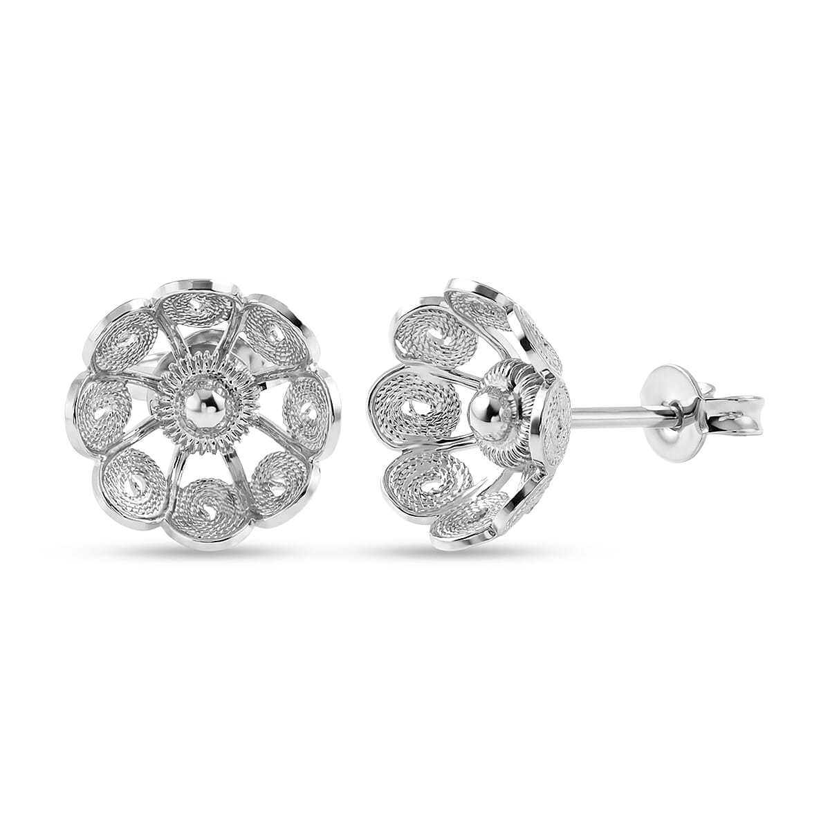 Royal Bali Collection - Sterling Silver Stud Push Back Earrings V32492068 0
