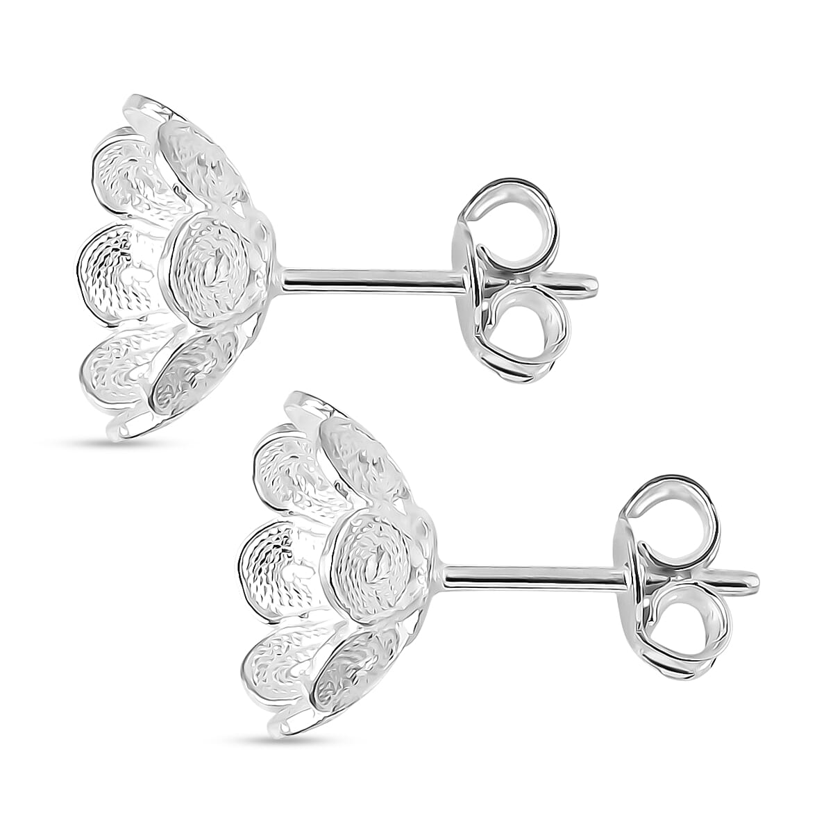Royal Bali Collection - Sterling Silver Stud Push Back Earrings V32492068 7