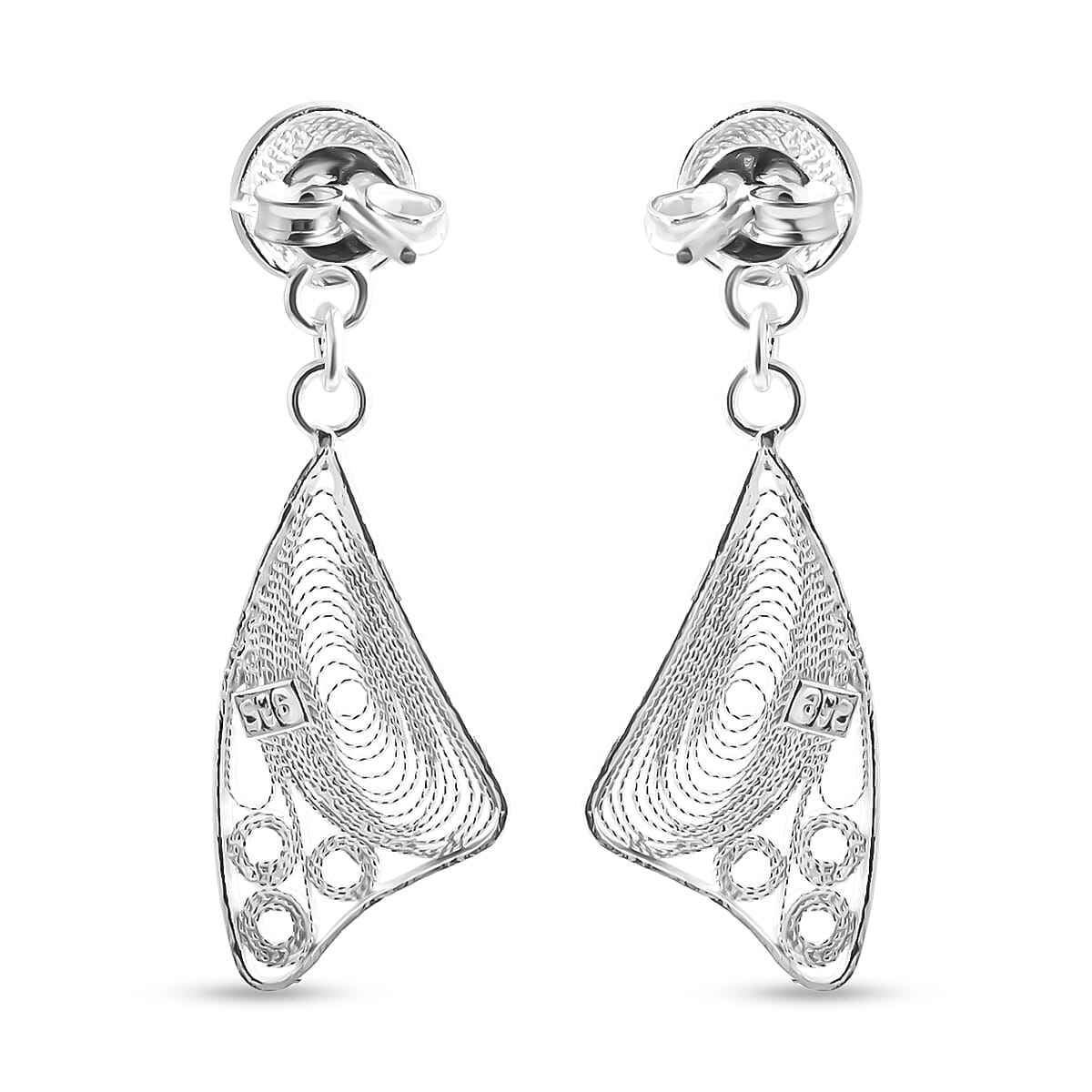 Royal Bali Collection - Sterling Silver Filigree Dangle Earring with Push Back 8522259 7
