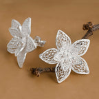 Royal Bali Collection - Sterling Silver Floral Stud Earring with Push Back