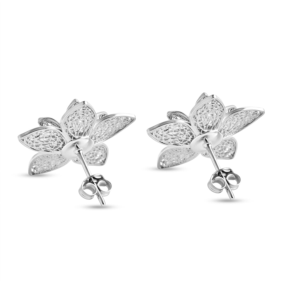 Royal Bali Collection - Sterling Silver Floral Stud Earring with Push Back 8522260 5