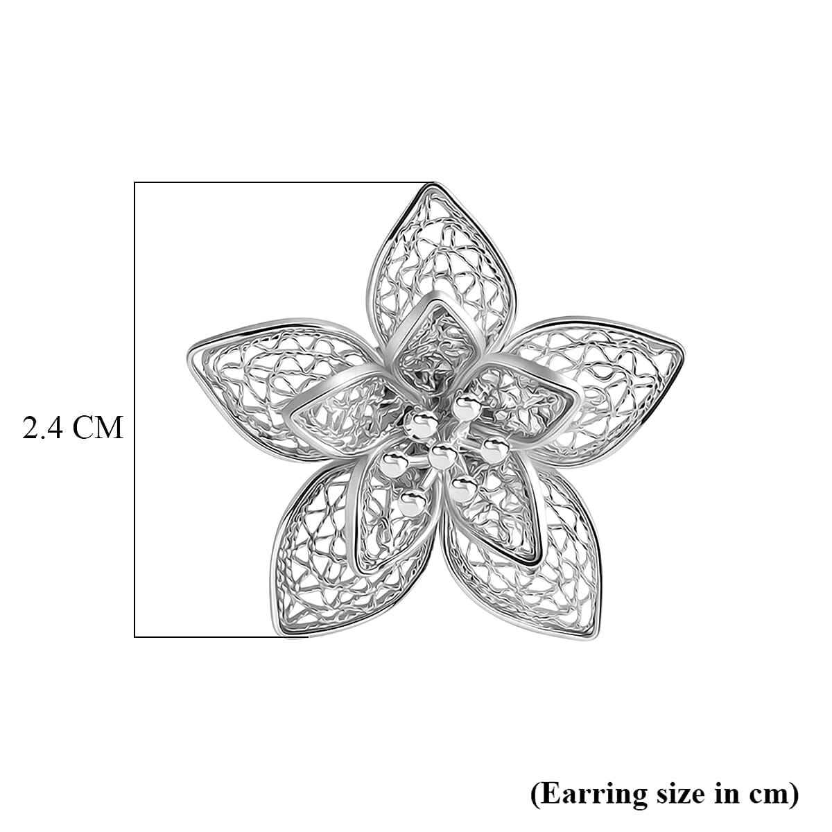 Royal Bali Collection - Sterling Silver Floral Stud Earring with Push Back 8522260 6