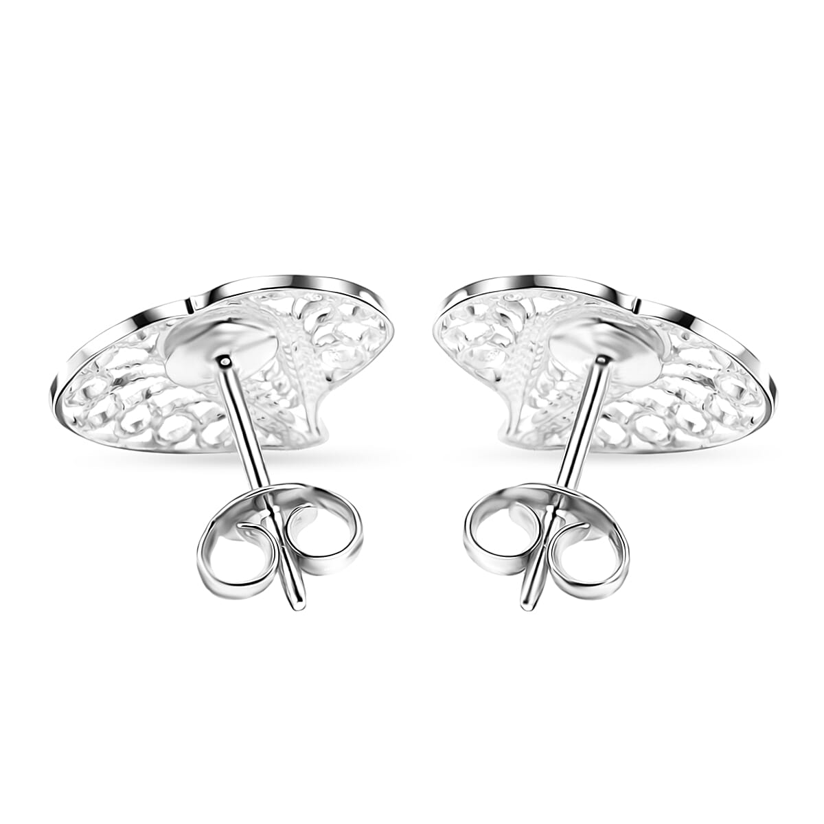 Royal Bali Collection - Sterling Silver Heart-Shaped Stud Earring with Push Back 8522261 5