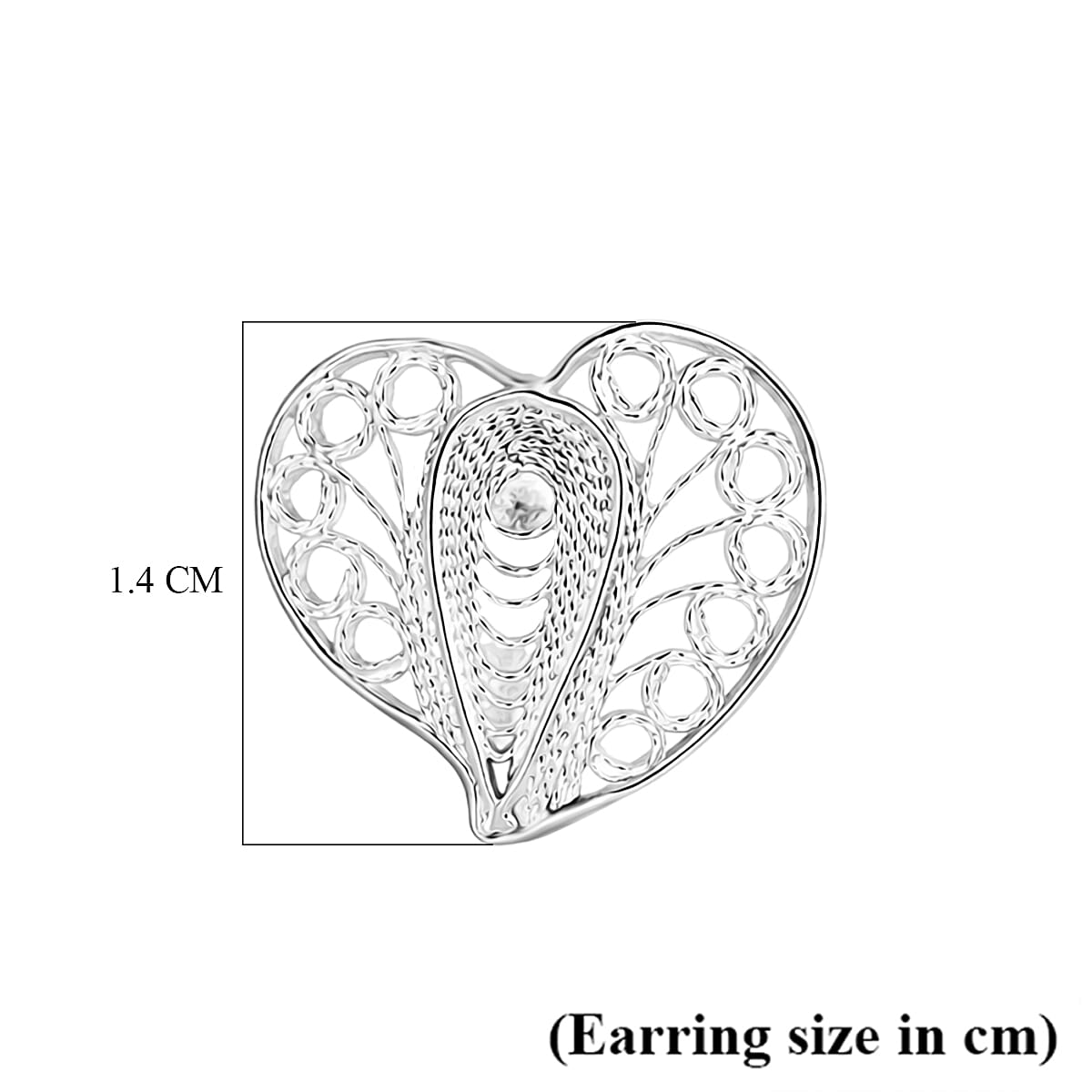 Royal Bali Collection - Sterling Silver Heart-Shaped Stud Earring with Push Back 8522261 6