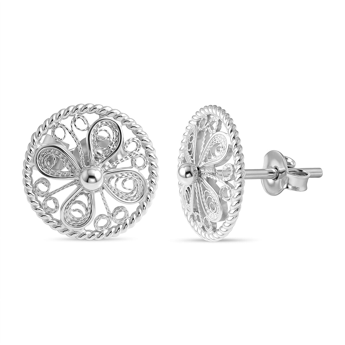 Royal Bali Collection - Sterling Silver Stud Earring with Push Back 8522262 0