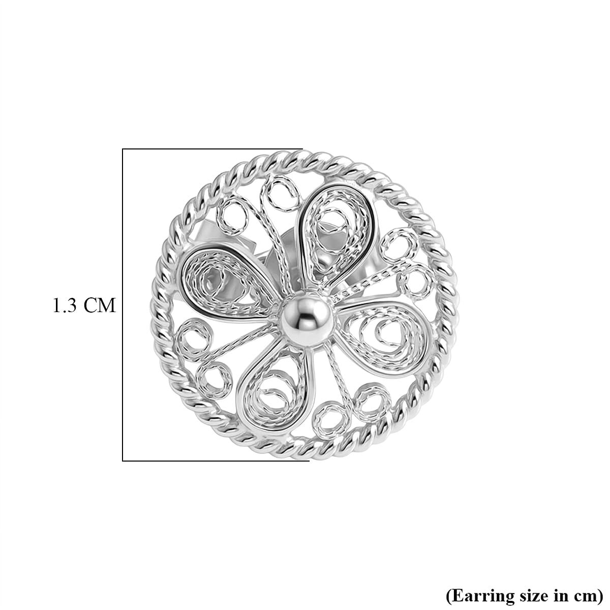 Royal Bali Collection - Sterling Silver Stud Earring with Push Back 8522262 6