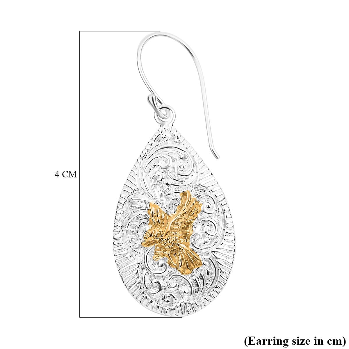 Royal Bali Collection - Sterling Silver Eagle Motif Dangle Earrings, Silver Wt 6.20 Gms 7619864 5
