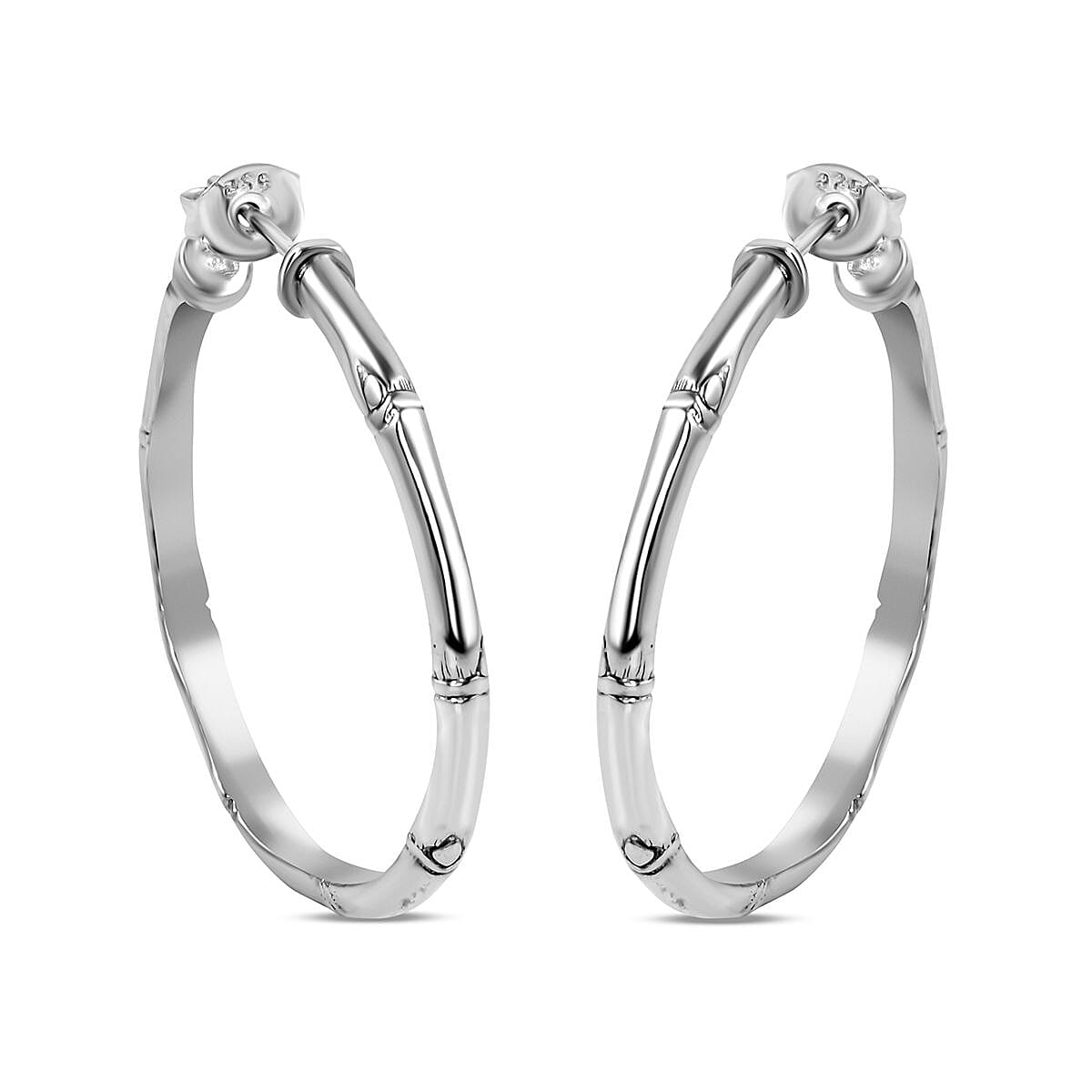 Royal Bali Collection - Sterling Silver Bamboo Hoop Earrings 6.80 Grams 7194408 0