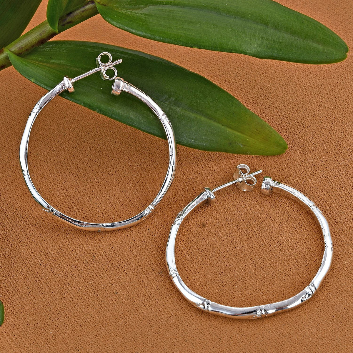 Royal Bali Collection - Sterling Silver Bamboo Hoop Earrings 6.80 Grams 7194408 2