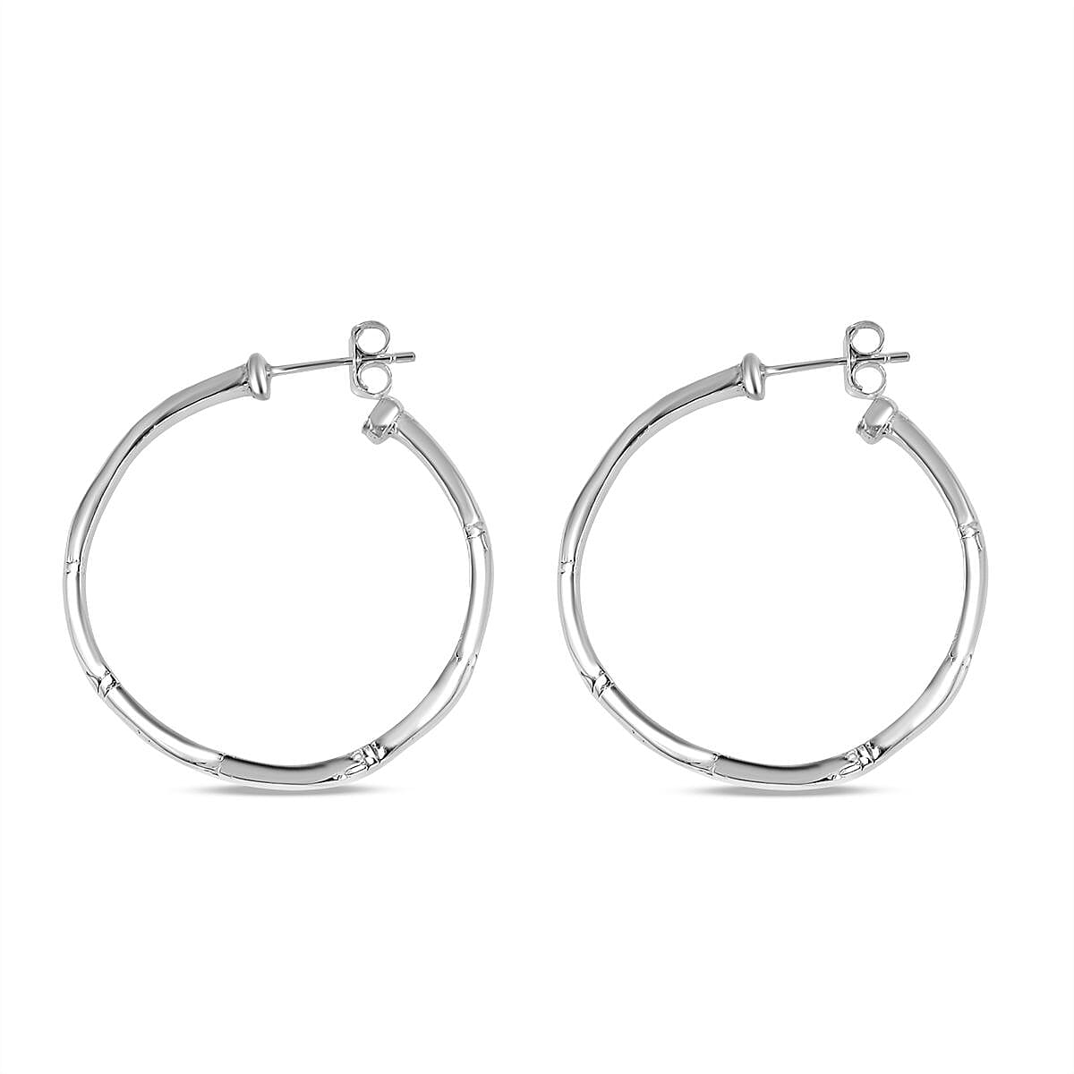 Royal Bali Collection - Sterling Silver Bamboo Hoop Earrings 6.80 Grams 7194408 4