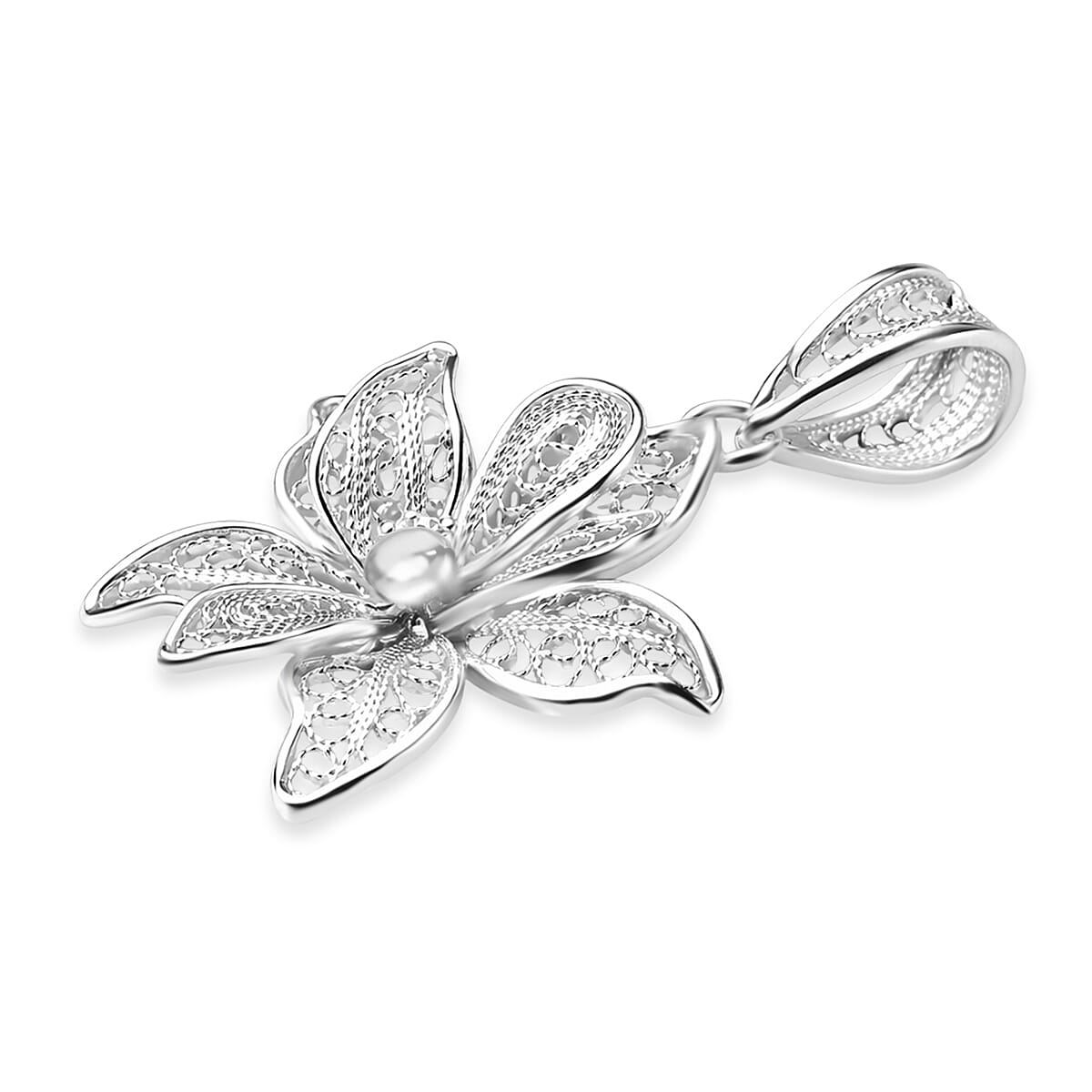 Royal Bali Collection - Sterling Silver Floral Pendant 8522231 7