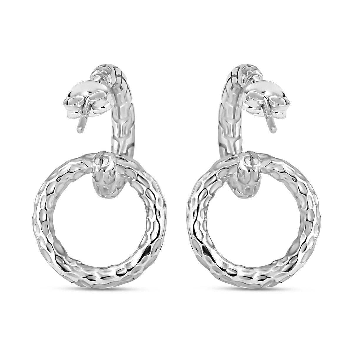 Royal Bali Collection - Sterling Silver Hammered Texture Earrings with Push Back, Silver Wt. 6.20 Gms. 7621003 9