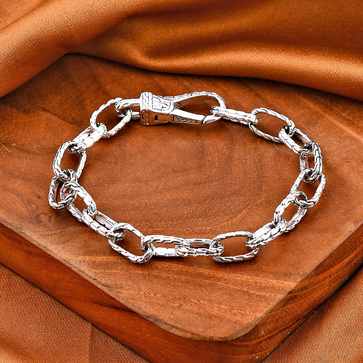 Royal Bali Collection - Sterling Silver Handmade Classic Link Bracelet (Size - 7.5) 7749528 2