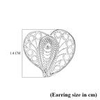 Royal Bali Collection - Sterling Silver Heart-Shaped Stud Earring with Push Back